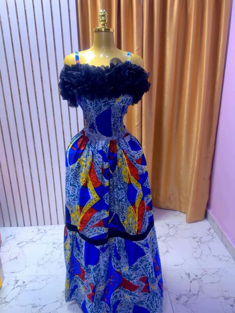 Off-Shoulder Ruffle Neckline Caribbean Gown